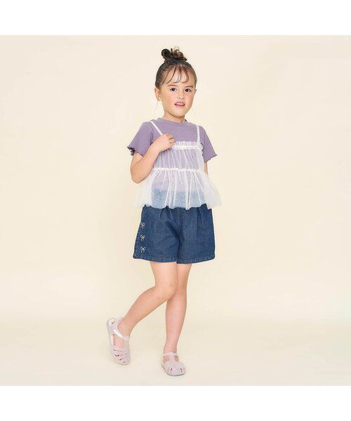 Seraph（セラフ）の「【ジュニア対応】リボン刺繍ショートパンツ（その他パンツ・キッズ・ピンク/ブルー・80/90/100/110/120/130/140）」の15枚目の写真