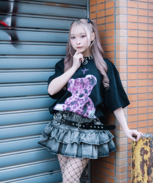 TRAVAS TOKYO(トラバス トウキョウ)の「『TRAVAS TOKYO/トラバス トーキョー』くまプリントTシャツ/ハーフスリーブカットソー(Tシャツ/カットソー・レディース・ブラック×ピンク/ホワイト/ブラック×ホワイト/レオパード・FREE)」の19枚目の写真
