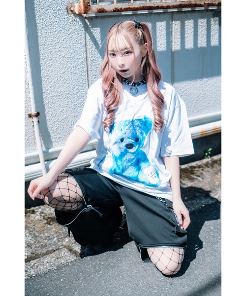 TRAVAS TOKYO(トラバス トウキョウ)の「『TRAVAS TOKYO/トラバス トーキョー』くまプリントTシャツ/ハーフスリーブカットソー(Tシャツ/カットソー・レディース・ブラック×ピンク/ホワイト/ブラック×ホワイト/レオパード・FREE)」の12枚目の写真