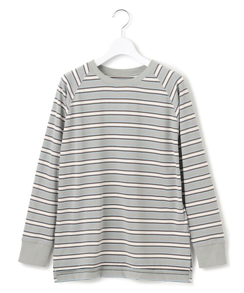 J.PRESS YORK STREET(ジェイプレスヨークストリート)の「【WOMEN】レトロボーダードルマン Tシャツ(Tシャツ/カットソー・レディース・イエロー系1/ライトグレー系2/ベージュ系1/ネイビー系2・F)」の1枚目の写真