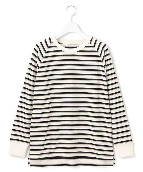 J.PRESS YORK STREET(ジェイプレスヨークストリート)の「【WOMEN】レトロボーダードルマン Tシャツ(Tシャツ/カットソー・レディース・イエロー系1/ライトグレー系2/ベージュ系1/ネイビー系2・F)」の2枚目の写真
