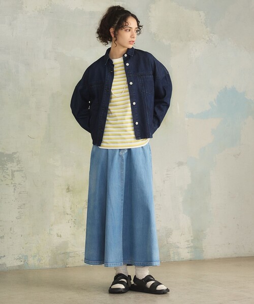 J.PRESS YORK STREET(ジェイプレスヨークストリート)の「【WOMEN】レトロボーダードルマン Tシャツ(Tシャツ/カットソー・レディース・イエロー系1/ライトグレー系2/ベージュ系1/ネイビー系2・F)」の8枚目の写真