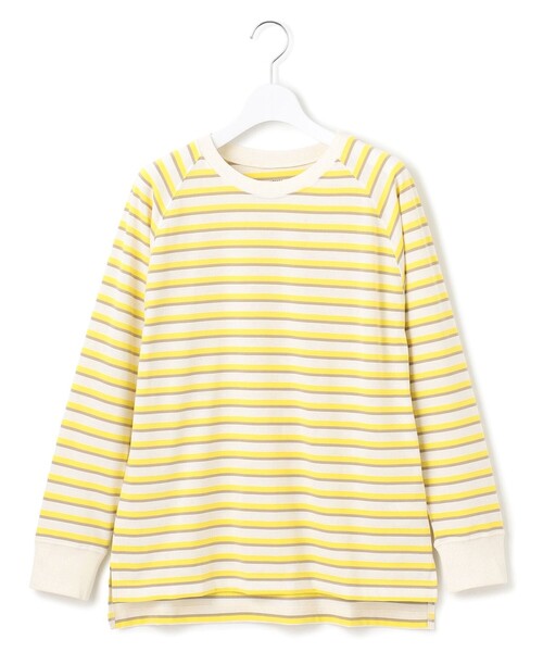 J.PRESS YORK STREET(ジェイプレスヨークストリート)の「【WOMEN】レトロボーダードルマン Tシャツ(Tシャツ/カットソー・レディース・イエロー系1/ライトグレー系2/ベージュ系1/ネイビー系2・F)」の9枚目の写真