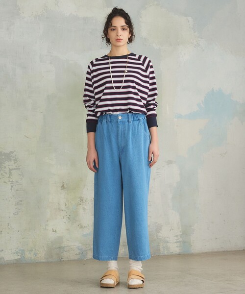 J.PRESS YORK STREET(ジェイプレスヨークストリート)の「【WOMEN】レトロボーダードルマン Tシャツ(Tシャツ/カットソー・レディース・イエロー系1/ライトグレー系2/ベージュ系1/ネイビー系2・F)」の13枚目の写真