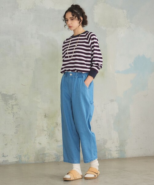 J.PRESS YORK STREET(ジェイプレスヨークストリート)の「【WOMEN】レトロボーダードルマン Tシャツ(Tシャツ/カットソー・レディース・イエロー系1/ライトグレー系2/ベージュ系1/ネイビー系2・F)」の14枚目の写真