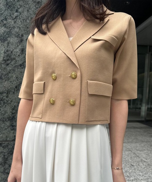 anuans（アニュアンス）の「ハーフスリーブハイゲージニットジャケット（その他アウター・レディース・アイボリー/ベージュ/ネイビー・FREE）」の3枚目の写真