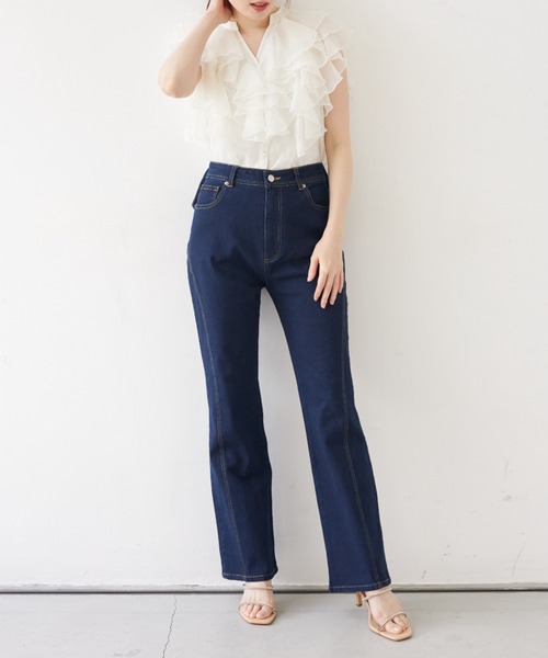 tocco closet（トッコ　クローゼット）の「後ろビックリボン付きデニムパンツ（デニムパンツ・レディース・ブルー/インディゴブルー・M/S）」の10枚目の写真