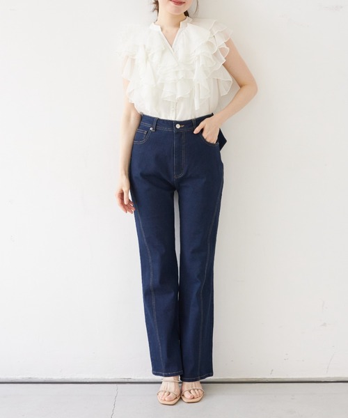 tocco closet（トッコ　クローゼット）の「後ろビックリボン付きデニムパンツ（デニムパンツ・レディース・ブルー/インディゴブルー・M/S）」の9枚目の写真