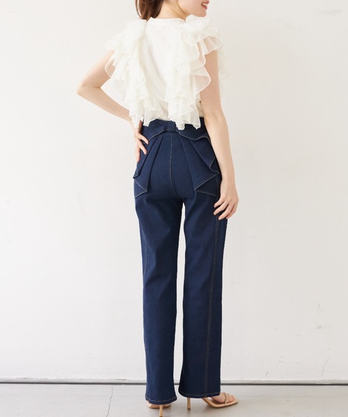 tocco closet（トッコ　クローゼット）の「後ろビックリボン付きデニムパンツ（デニムパンツ・レディース・ブルー/インディゴブルー・M/S）」の8枚目の写真