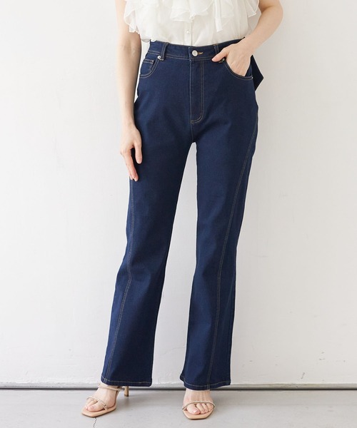 tocco closet（トッコ　クローゼット）の「後ろビックリボン付きデニムパンツ（デニムパンツ・レディース・ブルー/インディゴブルー・M/S）」の7枚目の写真