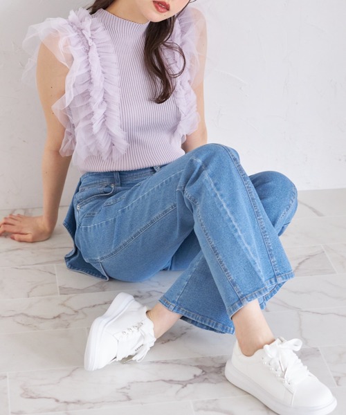 tocco closet（トッコ　クローゼット）の「後ろビックリボン付きデニムパンツ（デニムパンツ・レディース・ブルー/インディゴブルー・M/S）」の22枚目の写真