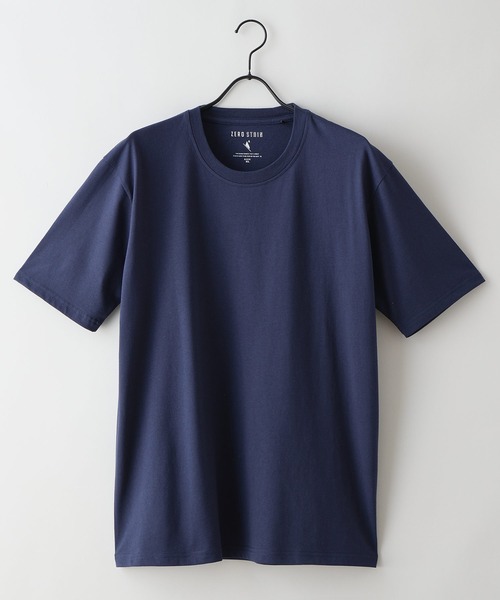 LB/S (エルビーエス)の「【汗染みの目立ちにくいTシャツ ZEROSTAIN/ゼロステイン】クルーネックTシャツ 綿タッチ ヘビーウェイト感 防汚・撥水 吸汗速乾 UVカット(Tシャツ/カットソー・メンズ・ホワイト/ネイビー/ブラック/ブルー/スミクロ・X-LARGE/LARGE/MEDIUM)」の10枚目の写真
