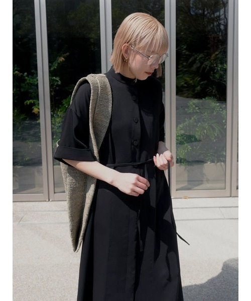 ♪ マノフ MANOF 黒 ワンピース ボリューム ゆったり 綿100% セール】TURN BACK DRESS(ワンピース)|MANOF(マノフ)の