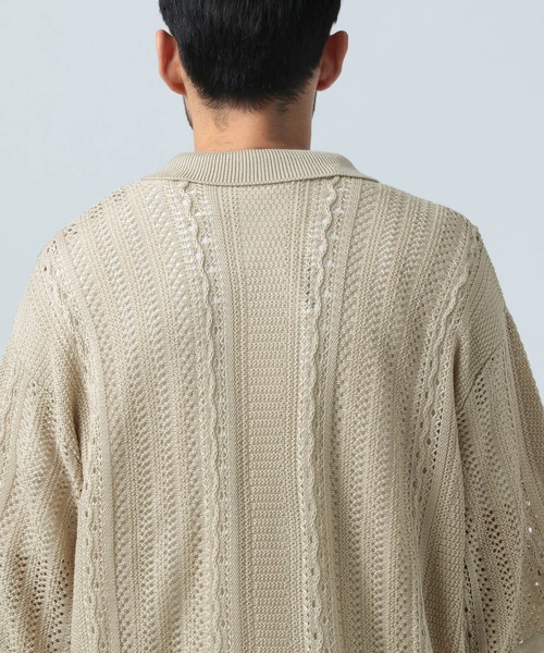 BAYFLOW（ベイフロー）の「[トレンドデザイン]ニットレース半袖シャツ（ニット/セーター・メンズ・ベージュ/ブラック・LARGE/MEDIUM）」の10枚目の写真
