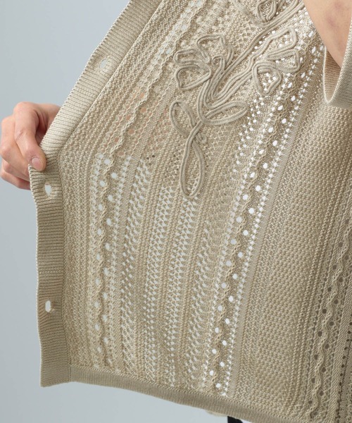 BAYFLOW（ベイフロー）の「[トレンドデザイン]ニットレース半袖シャツ（ニット/セーター・メンズ・ベージュ/ブラック・LARGE/MEDIUM）」の14枚目の写真