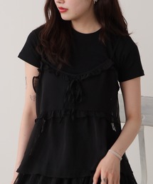 インナー シフォン キャミ」に該当するキャミソール（ブラック
