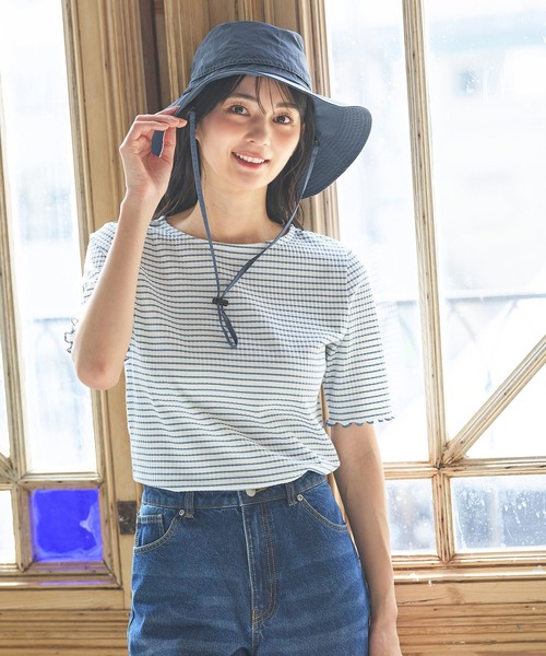 Honeys(ハニーズ)の「【撥水加工・UVカット】風を通す快適つば広ハット(ハット・レディース・ブルー/ブラック/ライトベージュ/スミクロ・FREE)」の10枚目の写真