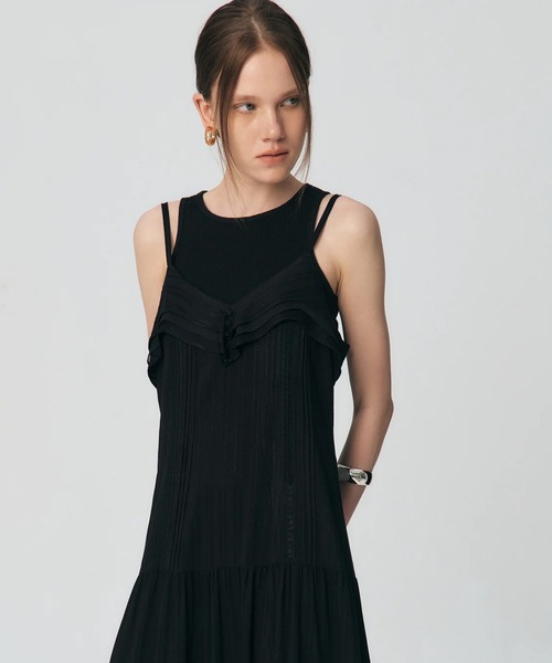 KUME（クメ）の「KUME/クメ Pleated Ruffle Sleeveless Long Dress ワンピース 秋物 秋服 2026年秋冬（ワンピース・レディース・アイボリー/ブラック・FREE）」の12枚目の写真
