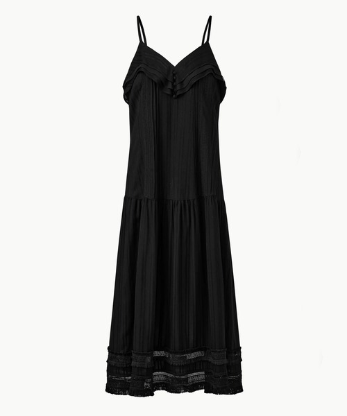 KUME（クメ）の「KUME/クメ Pleated Ruffle Sleeveless Long Dress ワンピース 秋物 秋服 2026年秋冬（ワンピース・レディース・アイボリー/ブラック・FREE）」の11枚目の写真