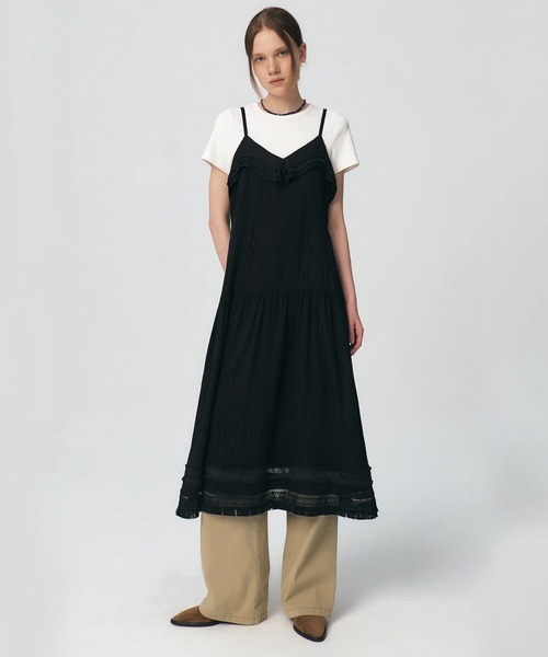 KUME（クメ）の「KUME/クメ Pleated Ruffle Sleeveless Long Dress ワンピース 秋物 秋服 2026年秋冬（ワンピース・レディース・アイボリー/ブラック・FREE）」の15枚目の写真