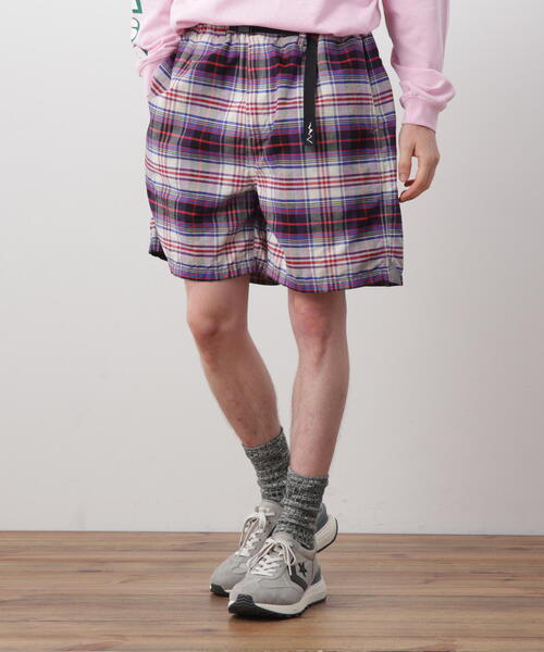MANASTASH（マナスタッシュ）の「MANASTASH/マナスタッシュ/WASHED PLAID SHORT（その他パンツ・メンズ・レッド/パープル・L/XL/S/M）」の2枚目の写真
