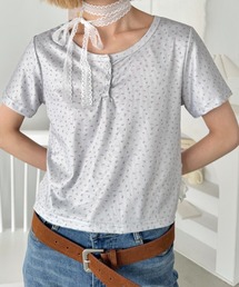 SOLLON.（ソルロン）の「小花柄ヘンリーネック半袖トップス（Tシャツ/カットソー）」
