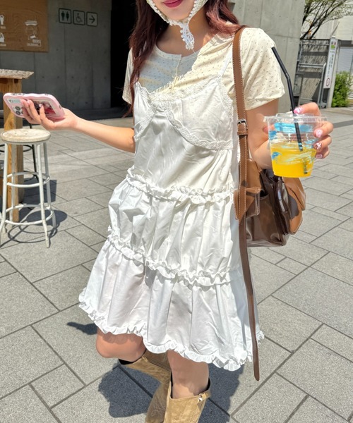 SOLLON.（ソルロン）の「小花柄ヘンリーネック半袖トップス（Tシャツ/カットソー・レディース・アイボリー/ネイビー/グレー・FREE）」の18枚目の写真