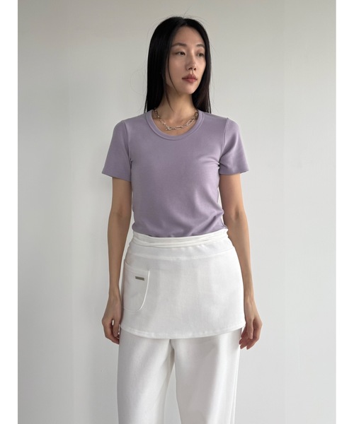Didot.showroom(ディドット ショールーム)の「【DIDOT.】2サイズ展開|オリジナルセミUネックT(Tシャツ/カットソー・レディース・ブラック/アイボリー/グレー/ラベンダー/イエロー系その他・M/S)」の4枚目の写真
