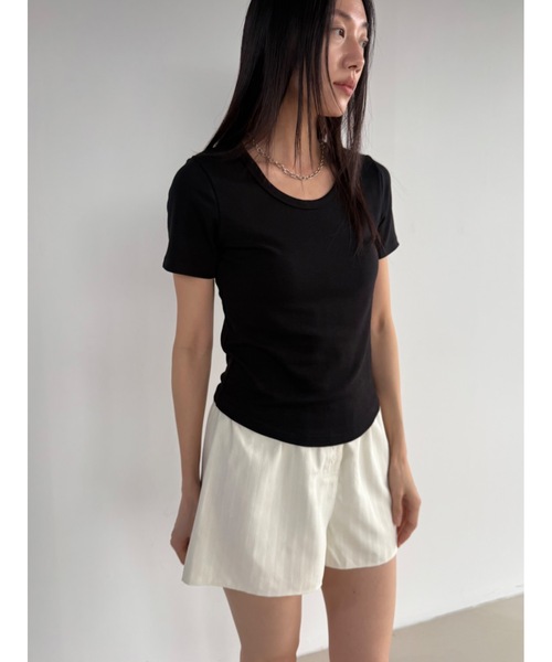 Didot.showroom(ディドット ショールーム)の「【DIDOT.】2サイズ展開|オリジナルセミUネックT(Tシャツ/カットソー・レディース・ブラック/アイボリー/グレー/ラベンダー/イエロー系その他・M/S)」の21枚目の写真