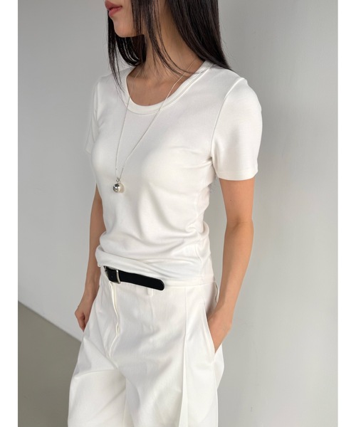 Didot.showroom(ディドット ショールーム)の「【DIDOT.】2サイズ展開|オリジナルセミUネックT(Tシャツ/カットソー・レディース・ブラック/アイボリー/グレー/ラベンダー/イエロー系その他・M/S)」の9枚目の写真