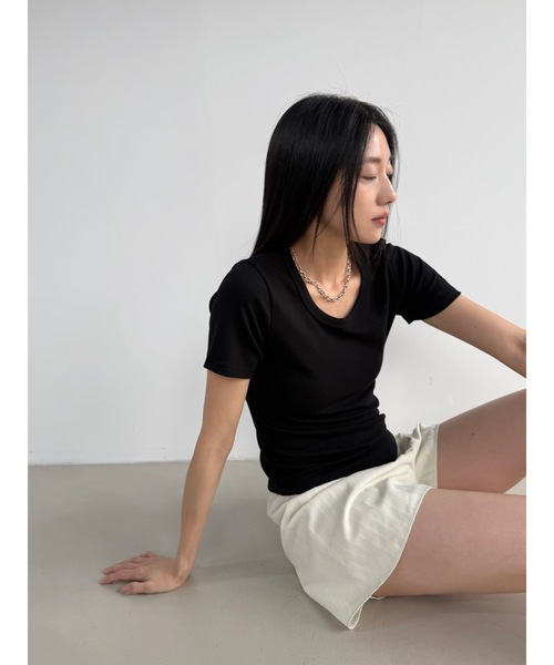 Didot.showroom(ディドット ショールーム)の「【DIDOT.】2サイズ展開|オリジナルセミUネックT(Tシャツ/カットソー・レディース・ブラック/アイボリー/グレー/ラベンダー/イエロー系その他・M/S)」の18枚目の写真