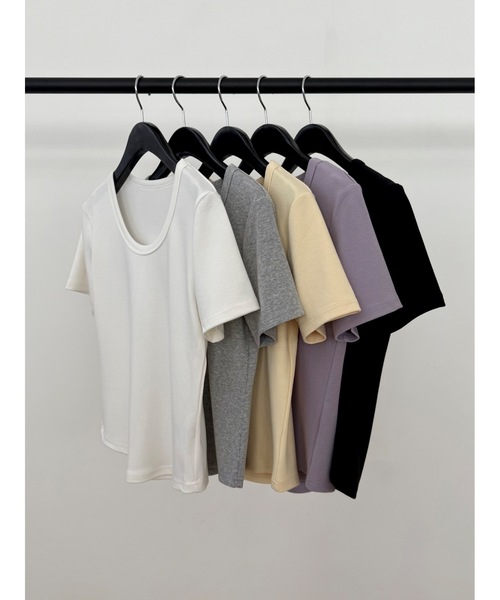 Didot.showroom(ディドット ショールーム)の「【DIDOT.】2サイズ展開|オリジナルセミUネックT(Tシャツ/カットソー・レディース・ブラック/アイボリー/グレー/ラベンダー/イエロー系その他・M/S)」の6枚目の写真