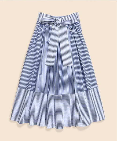 BROOKS BROTHERS(ブルックスブラザーズ)の「コットン ストライプ ボウウエストベルト マキシスカート(スカート・レディース・ホワイト×ブルー・0/2/4/6/8)」の5枚目の写真