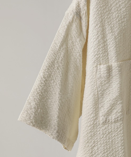 Bleme（ブレム）の「コンパクト 短丈 シアサッカーシャツ / チェックシャツ（シャツ/ブラウス・メンズ・ブラック/キナリ・S/M/L/XL）」の11枚目の写真