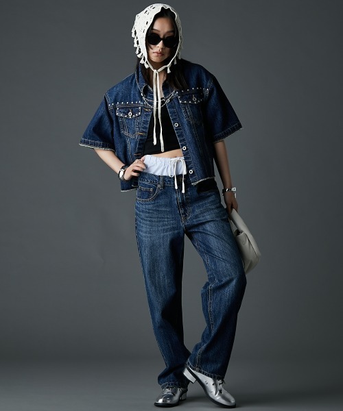 GEVS.(ジェイヴィス)の「ダブルウエストデニムパンツ<大きいサイズ有>GEVS.(デニムパンツ・レディース・ブルー系/ネイビー系・73/76/80/84/88/92/96/98/106/114/122)」の9枚目の写真