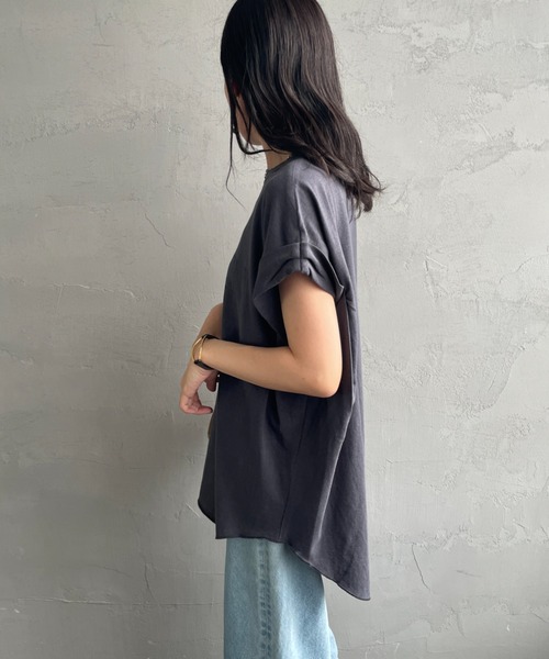 新品　AP STUDIOアメリカーナAMRCN ロールアップTシャツ　グレー AMERICANA/アメリカーナ】 AMRCN ロールアップTシャツ（Tシャツ