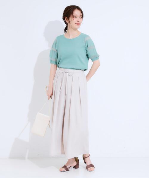 DRESKIP（ドレスキップ）の「【セットアップ可】裏地ひんやり麻調スカーチョ（その他パンツ・レディース・ネイビー/グリーン系/ライトベージュ/ブルーグリーン・01/02/03/04）」の12枚目の写真