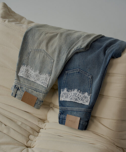 Chico 【4色展開】ポケットレースワイドデニム Chico（チコ） ジーンズ デニム デニムパンツ ポケットレースワイド