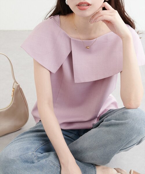 ブラウス シャツ アシメオフショルシャツ レディース natural couture ブラウス シャツ 「WEB限定」アシメカラー