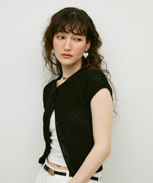 Lutim by u（ルチバイユー）の「Basket-knit cardigan with French sleeves / バスケット編みニットフレンチ袖・カーディガン（カーディガン/ボレロ・レディース・ナチュラル/ブラック/ベージュ・FREE）」の14枚目の写真