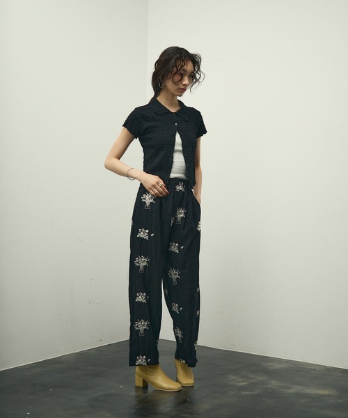 Lutim by u（ルチバイユー）の「Basket-knit cardigan with French sleeves / バスケット編みニットフレンチ袖・カーディガン（カーディガン/ボレロ・レディース・ナチュラル/ブラック/ベージュ・FREE）」の19枚目の写真