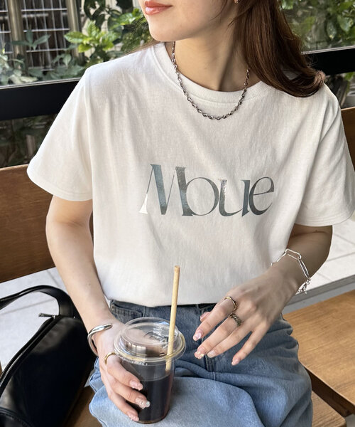 DISCOAT(ディスコート)の「MOUE箔ロゴTシャツ(Tシャツ/カットソー・レディース・チャコールグレー/オフホワイト・FREE)」の3枚目の写真