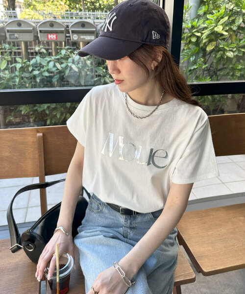 DISCOAT(ディスコート)の「MOUE箔ロゴTシャツ(Tシャツ/カットソー・レディース・チャコールグレー/オフホワイト・FREE)」の6枚目の写真