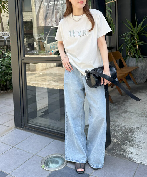 DISCOAT(ディスコート)の「MOUE箔ロゴTシャツ(Tシャツ/カットソー・レディース・チャコールグレー/オフホワイト・FREE)」の8枚目の写真