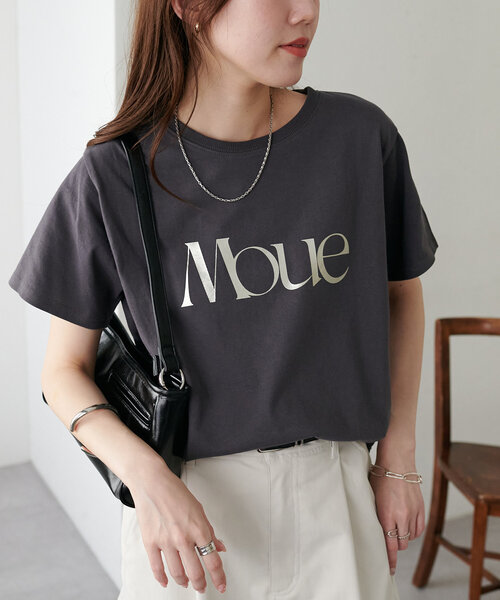 DISCOAT(ディスコート)の「MOUE箔ロゴTシャツ(Tシャツ/カットソー・レディース・チャコールグレー/オフホワイト・FREE)」の18枚目の写真