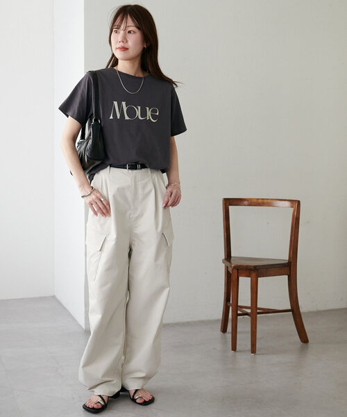 DISCOAT(ディスコート)の「MOUE箔ロゴTシャツ(Tシャツ/カットソー・レディース・チャコールグレー/オフホワイト・FREE)」の20枚目の写真