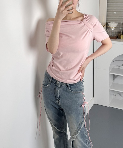 VIVID LADY(ビビッドレディー)の「レースアップ フレア デニムパンツ(デニムパンツ・レディース・ライトブルー・LARGE/MEDIUM/SMALL)」の11枚目の写真