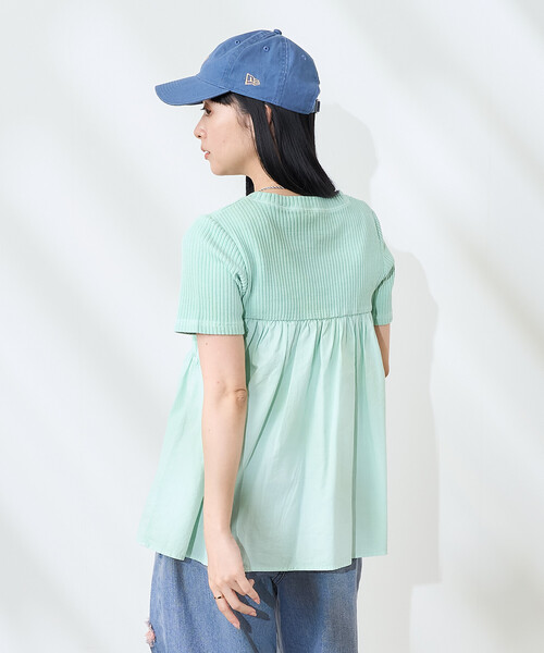 FREAK'S STORE(フリークスストア)の「アーミーリブ コンビピグメントTシャツ/ドッキングTシャツ(Tシャツ/カットソー・レディース・ナチュラル/ブルーグリーン/チャコール・フリ-)」の11枚目の写真