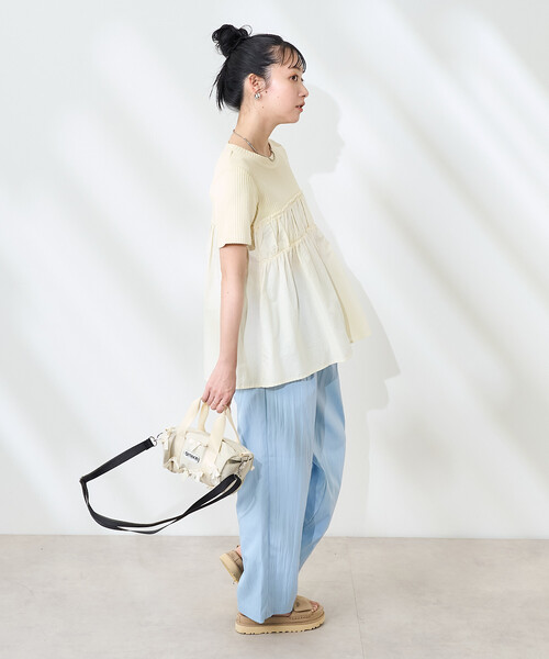 FREAK'S STORE(フリークスストア)の「アーミーリブ コンビピグメントTシャツ/ドッキングTシャツ(Tシャツ/カットソー・レディース・ナチュラル/ブルーグリーン/チャコール・フリ-)」の17枚目の写真