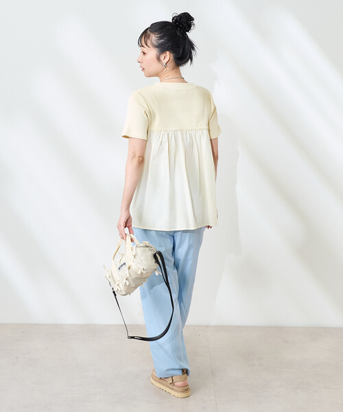 FREAK'S STORE(フリークスストア)の「アーミーリブ コンビピグメントTシャツ/ドッキングTシャツ(Tシャツ/カットソー・レディース・ナチュラル/ブルーグリーン/チャコール・フリ-)」の18枚目の写真